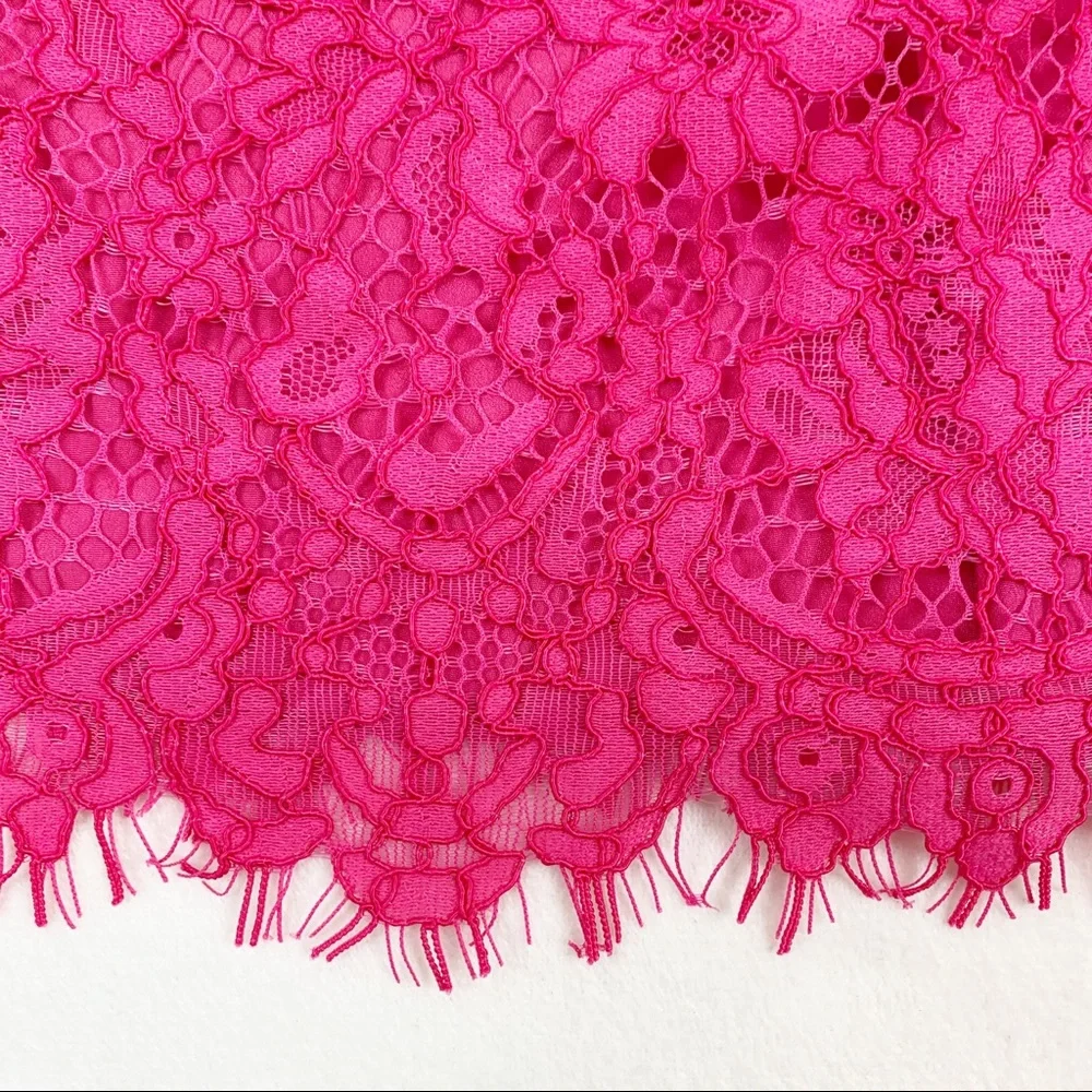 J Crew short sleeve hot‎ pink lace blouse top